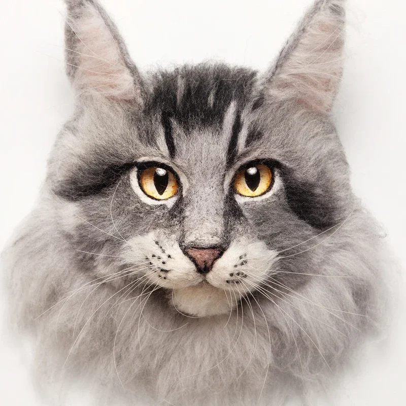 Custom Realistic Maine Coon Needle Felted Cat Kit