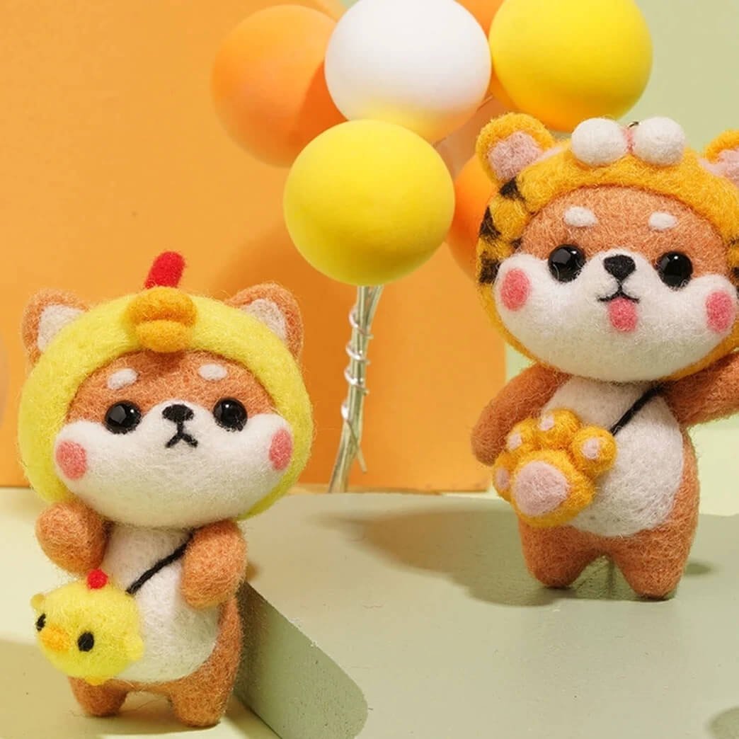 Cute Shiba Inu Needle Felting Kit - DIY Handmade Wool Felting Craft Kit
