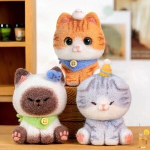 Kawaii Cat Needle Felting Kit - Beginner Wool Craft DIY Starter Set