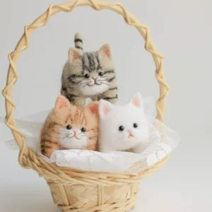 Wool Felting Kit for Beginners – Chubby Kitten Cat Miniature Needle Craft Set