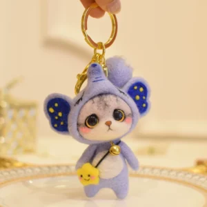 Cute Felt Cat Keychain DIY Kit - Animal Costume Doll