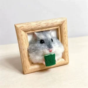 Cute 3D Hamster Photo Frame Needle Felting Kit - DIY Handmade Animal Craft Gift
