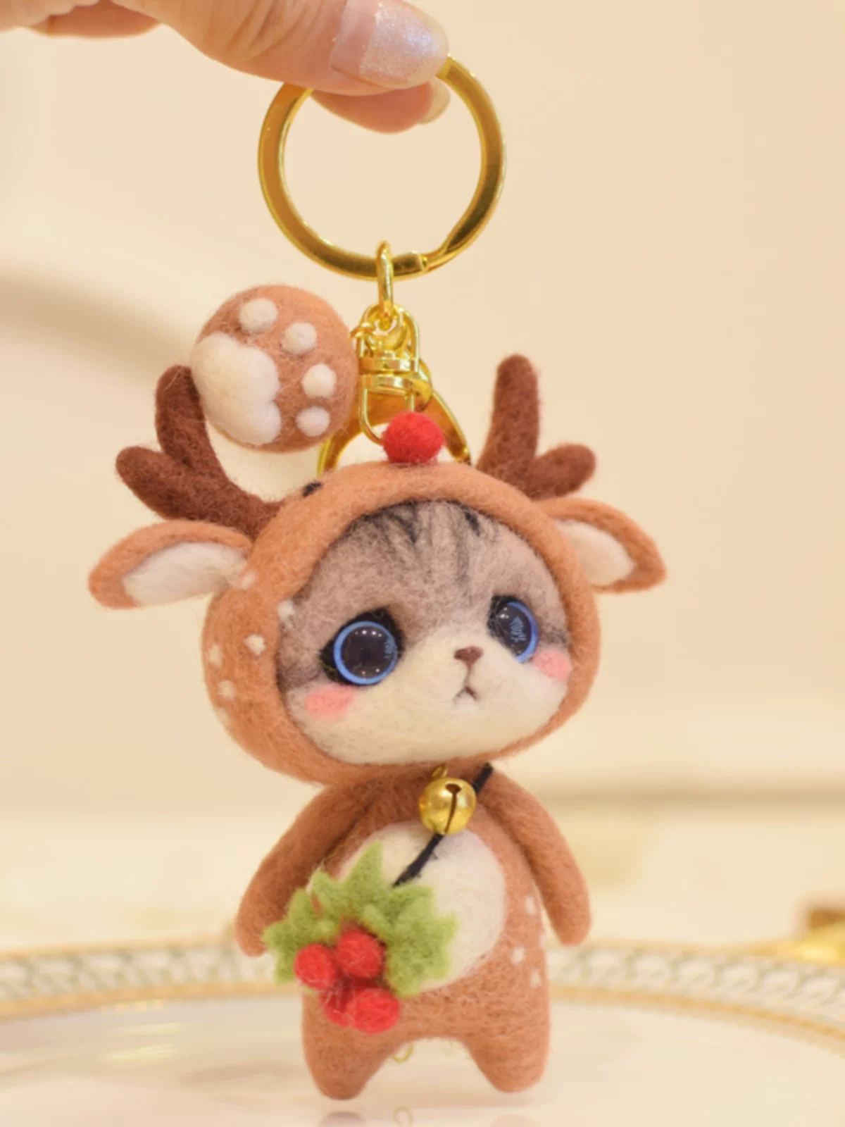 Cute Felt Cat Keychain DIY Kit - Animal Costume Doll