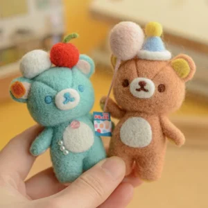 Adorable Teddy Bear Needle Felting Starter Kit - DIY Wool Craft Set