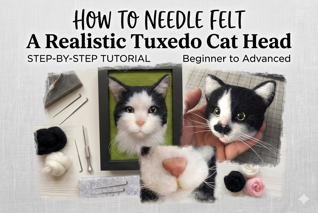 How to Needle Felt a Realistic Tuxedo Cat Head
